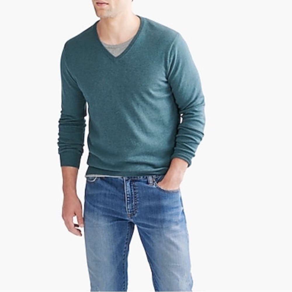 J. Crew Men's Teal V-Neck Sweater